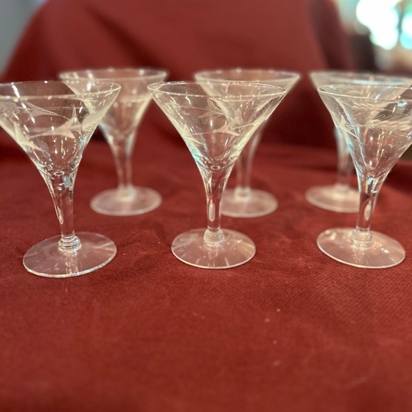 Vintage Hand Cut Wheat Pattern Goblets - Picture 2 of 6